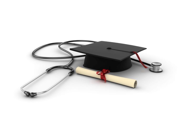 Stethoscope and diploma
